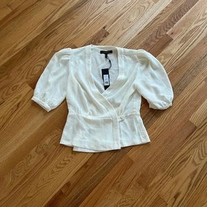 BCBG blouse Cream puffy sleeve blouse